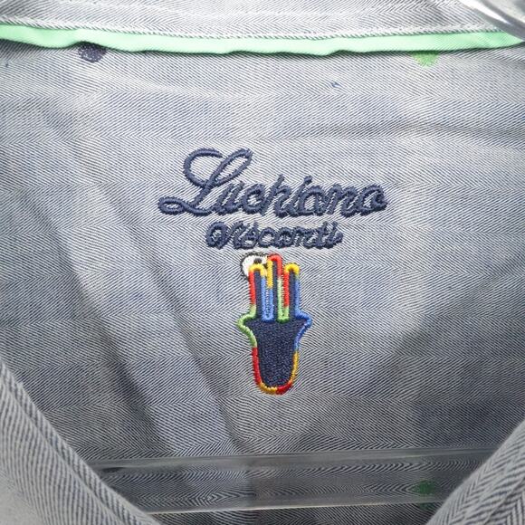 Luchiano Visconti Shirt Mens 2XL Gray Embroidered Skull Pattern Button Up Casual - Picture 3 of 14